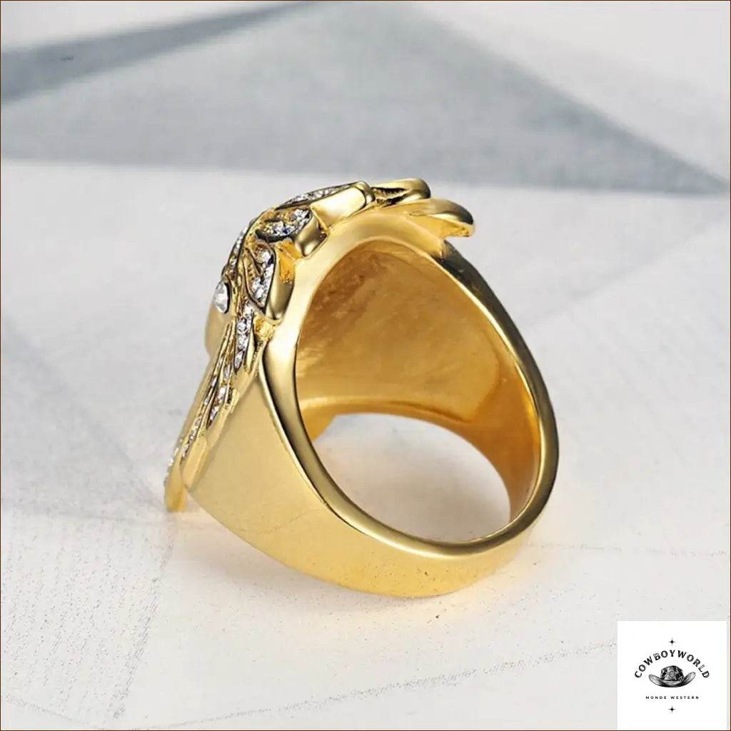 Bague Western Homme Indien Or - Cowboy World