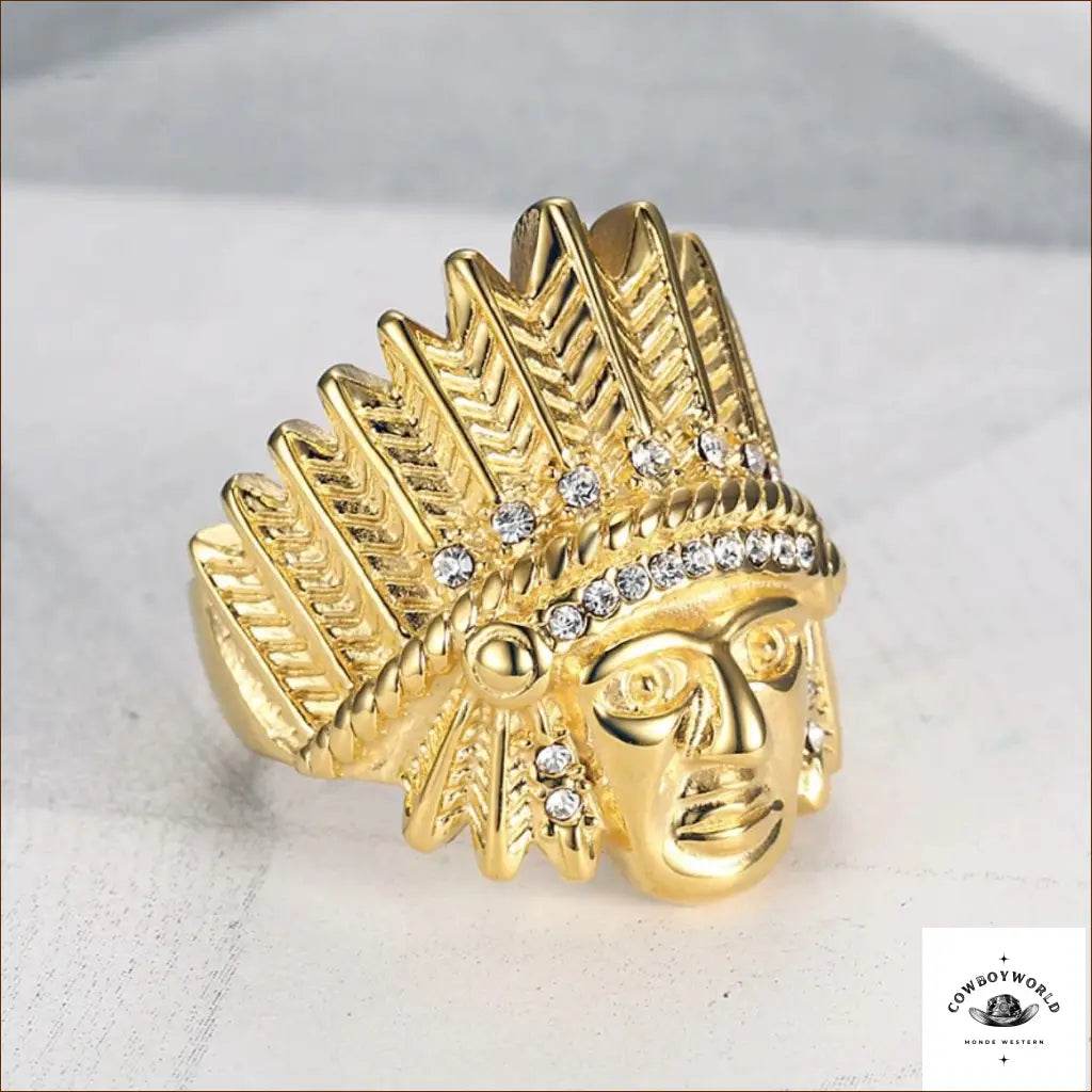 Bague Western Tête Chef Indien - Cowboy World