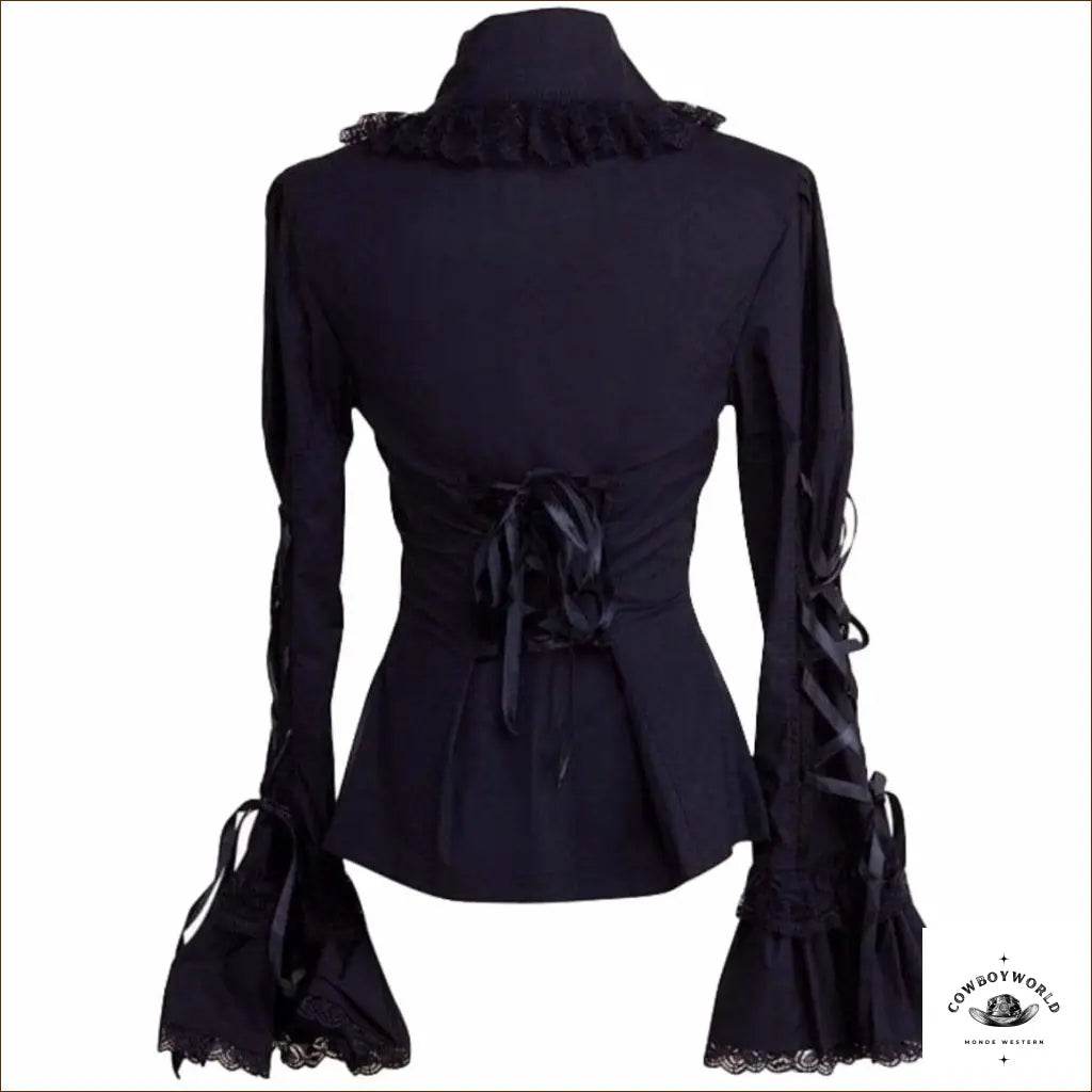 Blouse Noire Découpe Western - Cowboy World