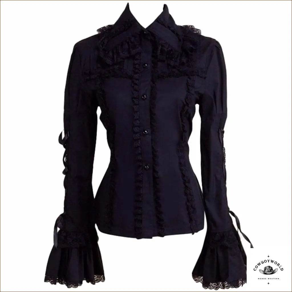 Blouse Noire Découpe Western - Cowboy World