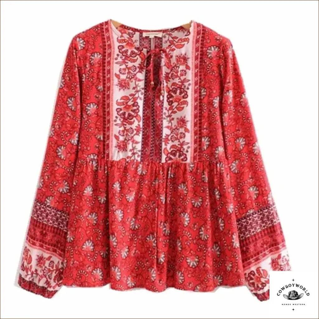 Blouse Western Rouge - Cowboy World