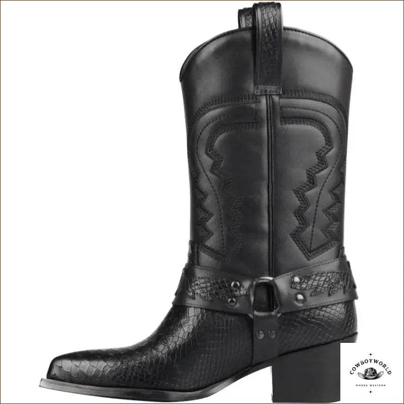 Bottes Country Mi-Mollets Noires - Cowboy World