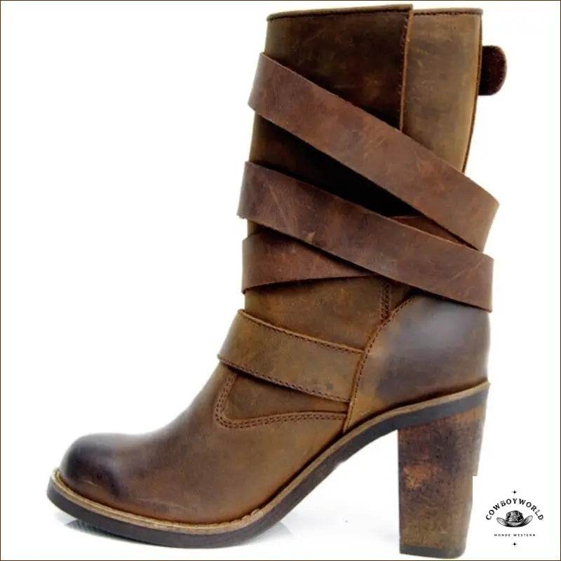 Bottines Cowboy Femme Cuir Marron - Cowboy World