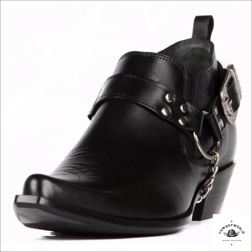 Bottines Cuir Noir Cowboy