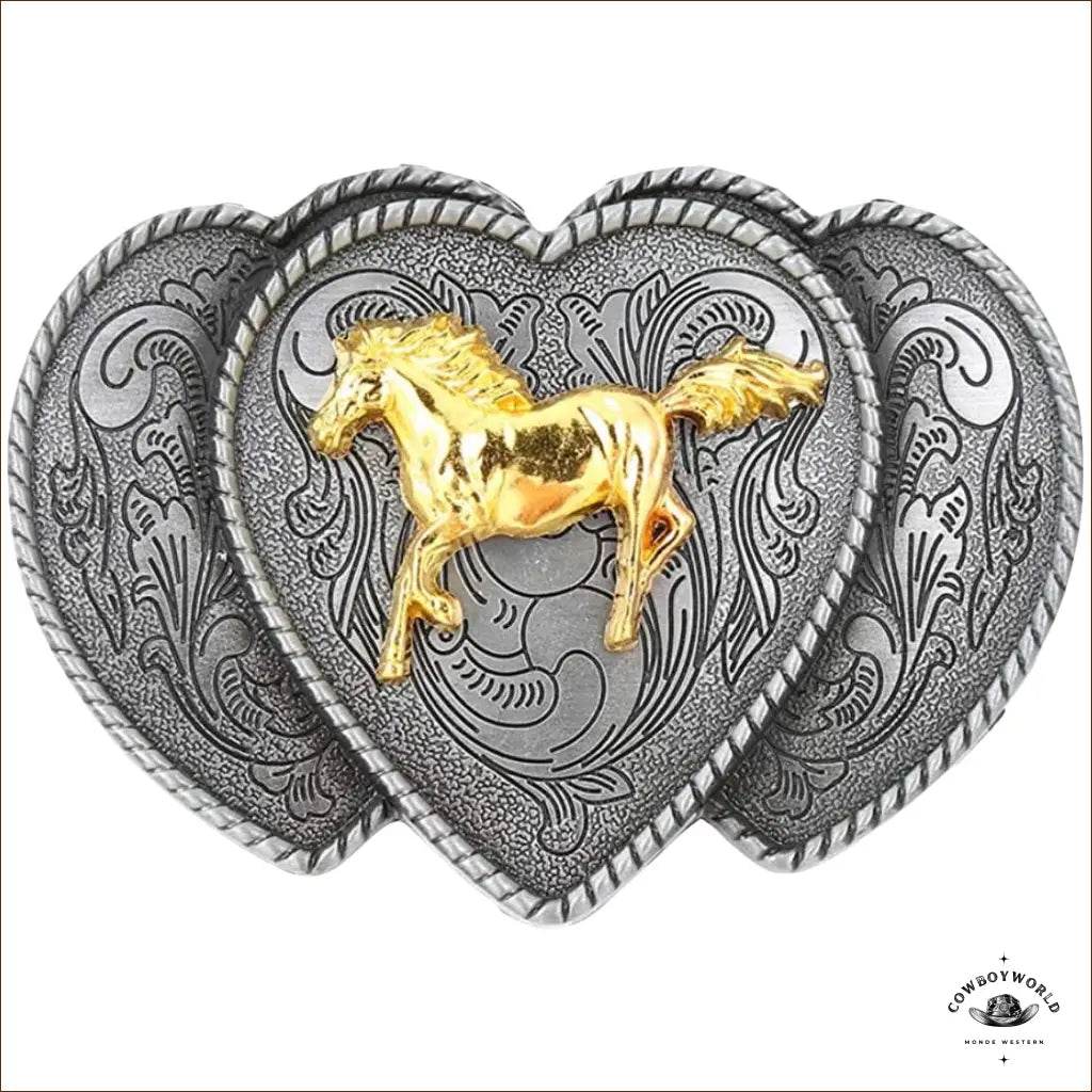 Boucle de Ceinture Cœur Cheval - Cowboy World