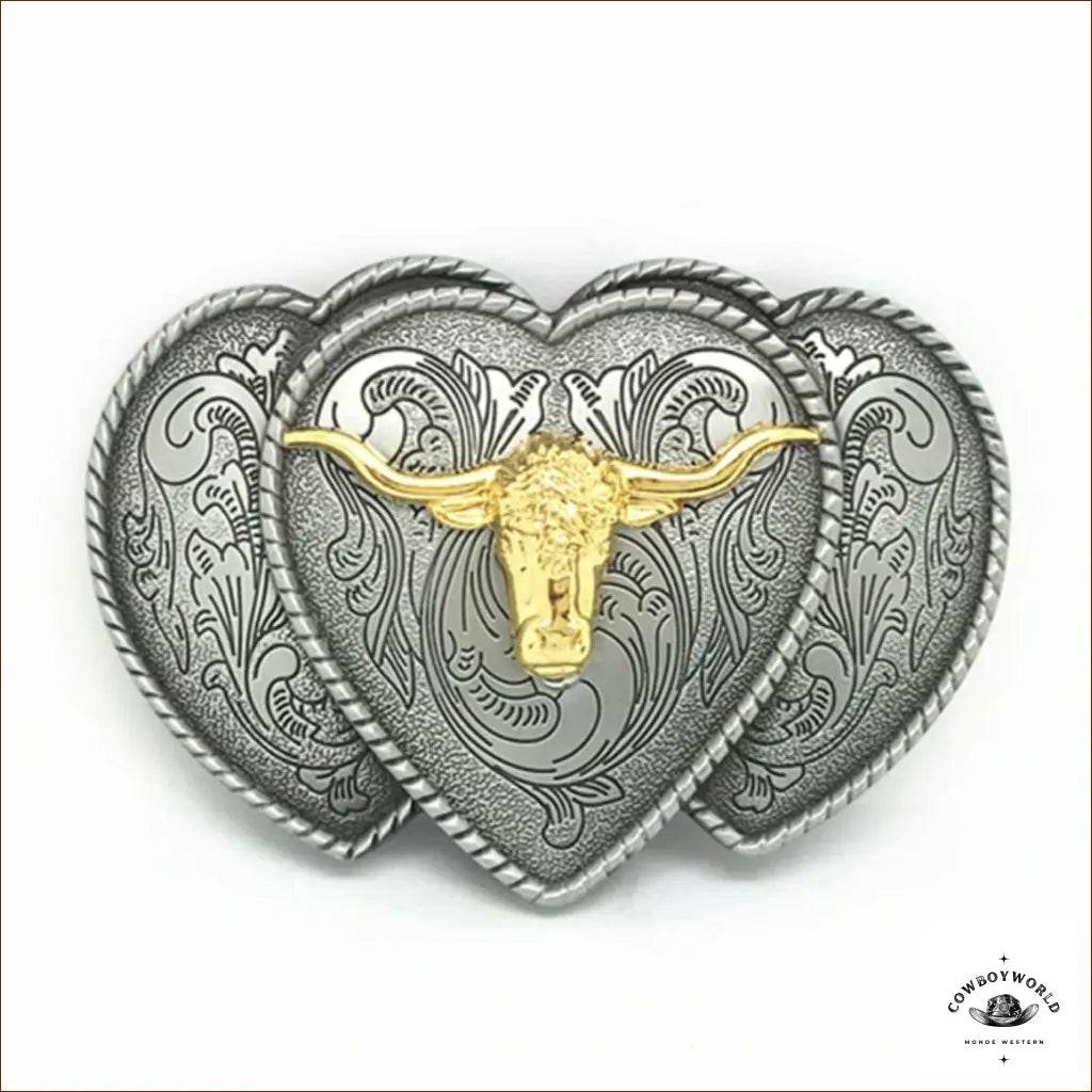 Boucle de Ceinture Cœur Taureau - Cowboy World