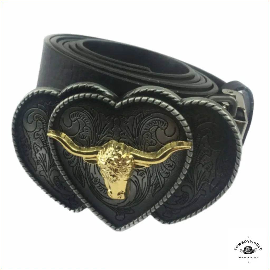 Boucle de Ceinture Cœur Taureau - Cowboy World