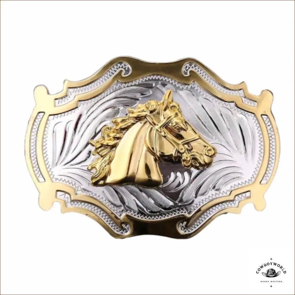 Boucle de Ceinture Dorée Cheval - Cowboy World