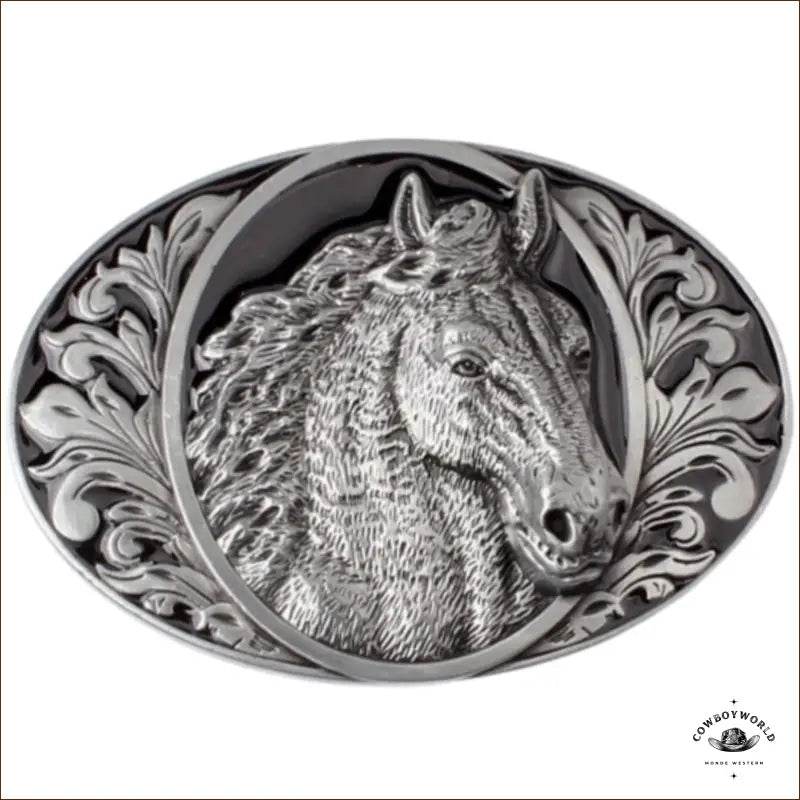 Boucle de Ceinture Western Black Horse - Cowboy World