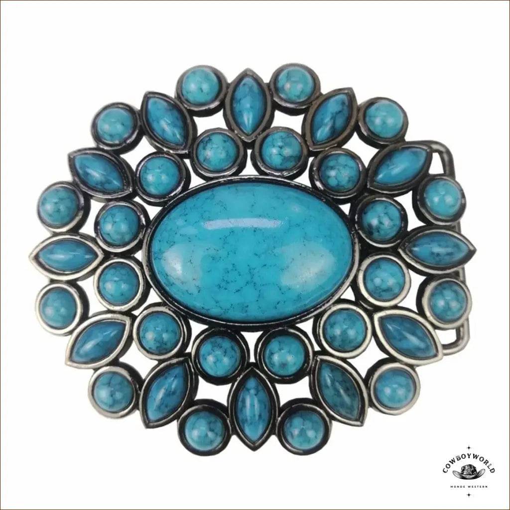 Boucle de Ceinture Western Femme Turquoise - Cowboy World