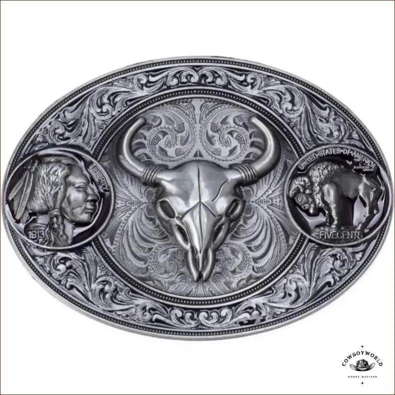 Boucle de Ceinture Western Taureau Tête de Mort - Cowboy World