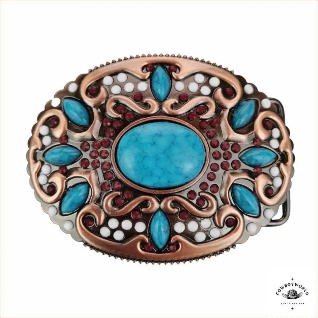 Boucle de Ceinture Western Turquoise - Cowboy World