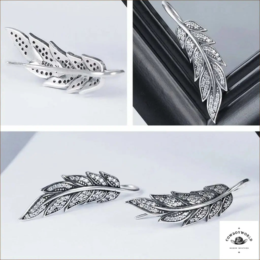 Boucles d’Oreilles à Plumes (Argent)