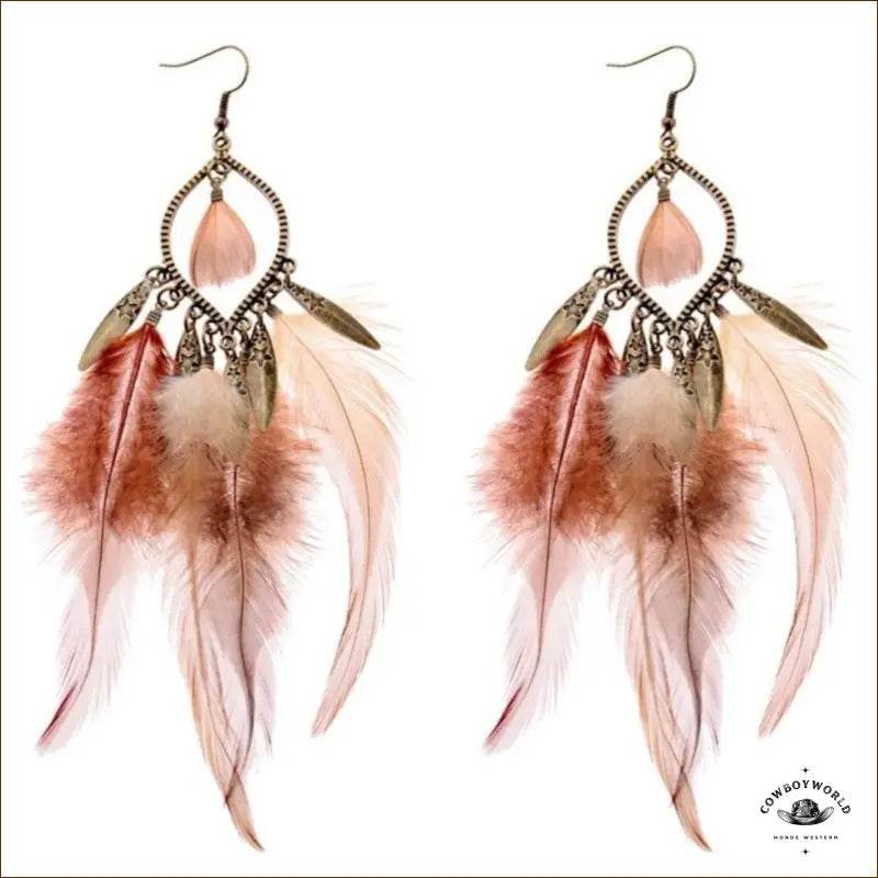 Boucles d'Oreilles Stars Feathers - Cowboy World