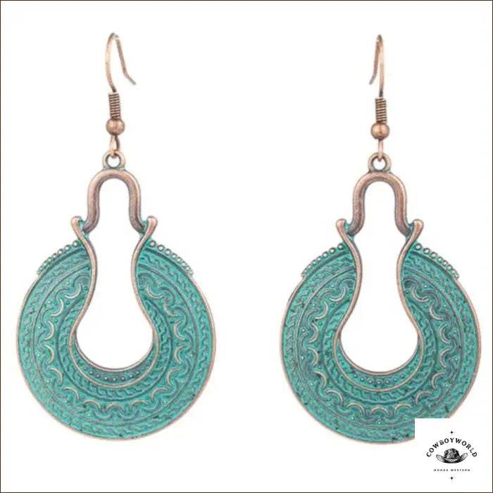 Boucles D'Oreilles Vintage Turquoise - Cowboy World