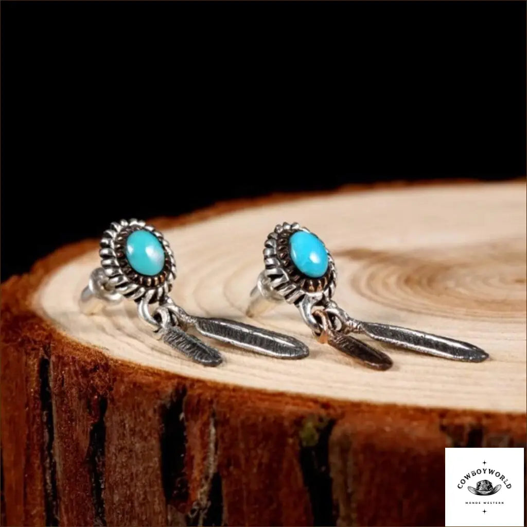 Boucles d’Oreilles Western Turquoise (Argent)