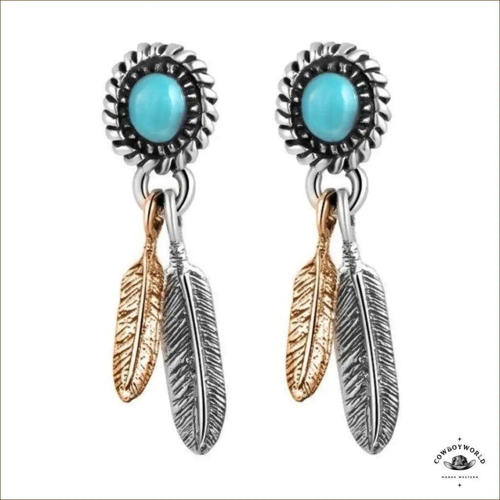 Boucles d’Oreilles Western Turquoise (Argent)