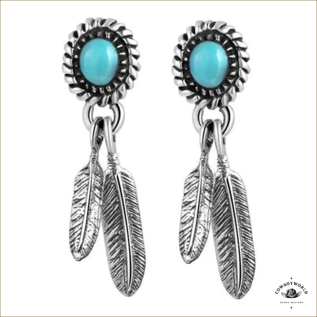 Boucles d’Oreilles Western Turquoise (Argent)