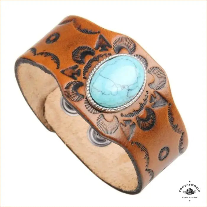 Bracelet Cuir Pierre Turquoise