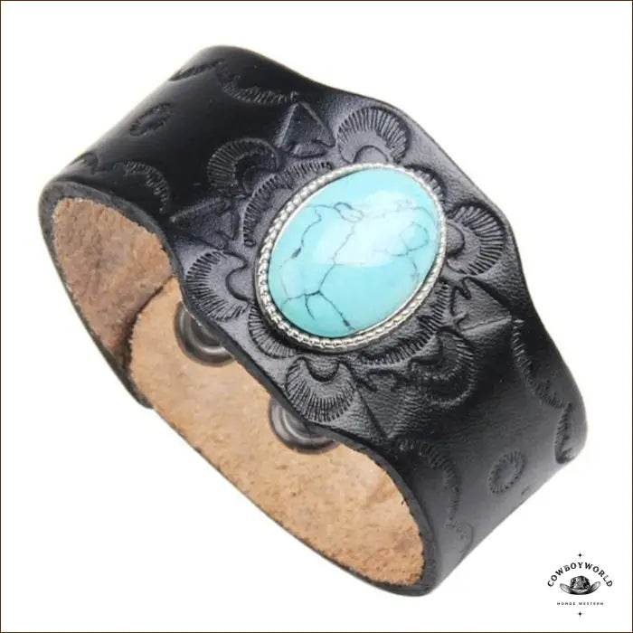 Bracelet Cuir Pierre Turquoise - Cowboy World