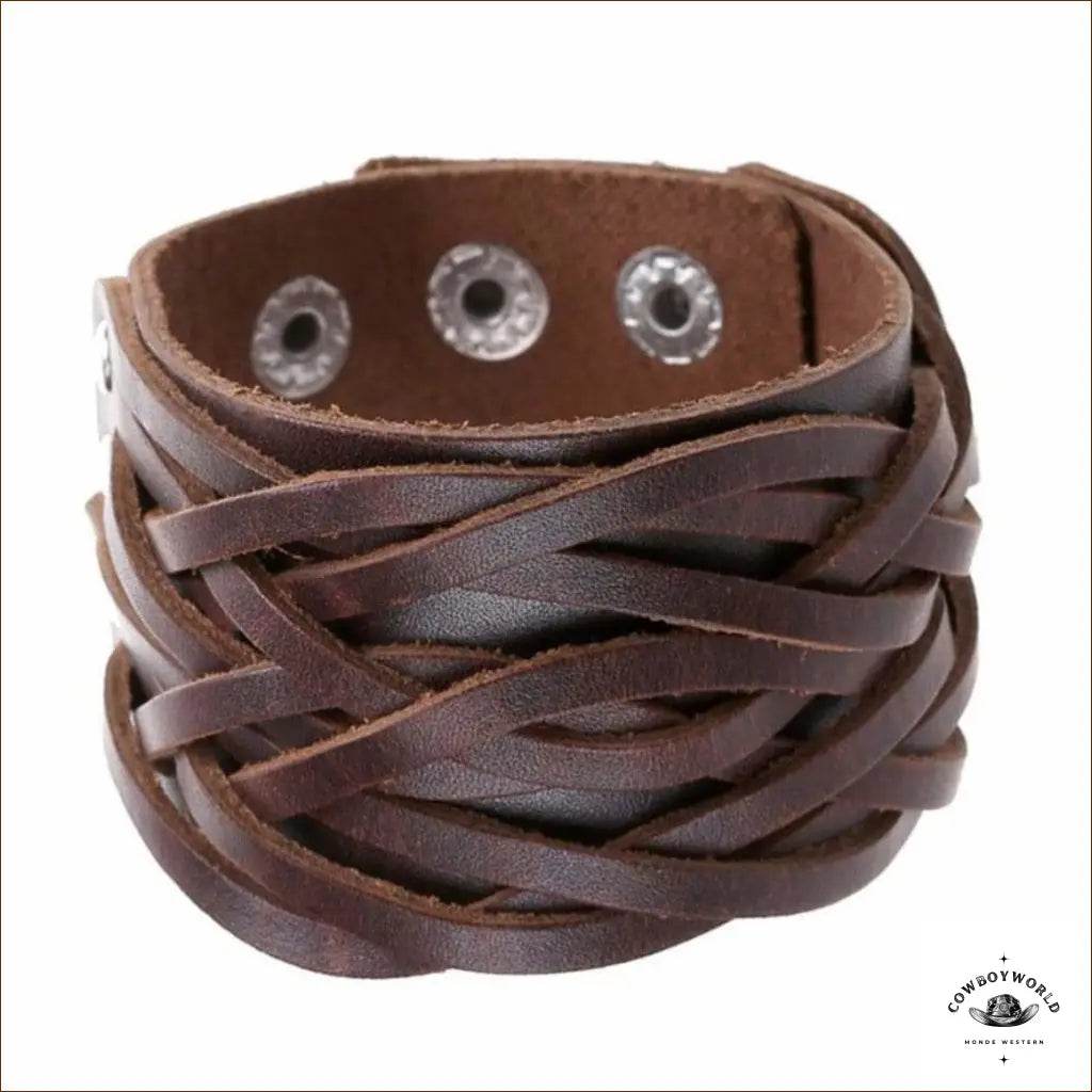 Bracelet Western Cuir Tressé - Cowboy World