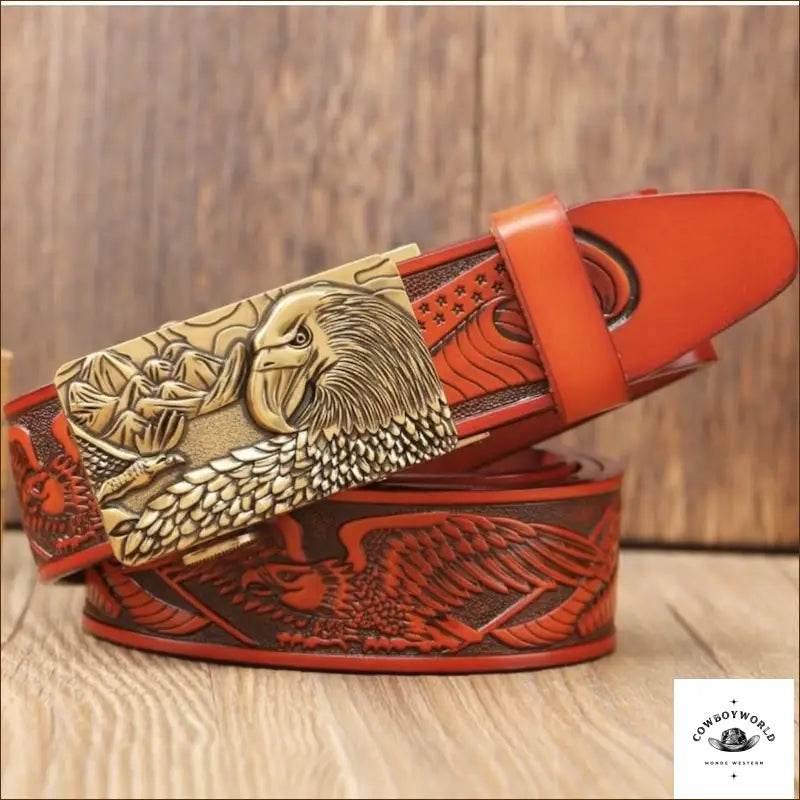 Ceinture Boucle Western Cuir - Cowboy World