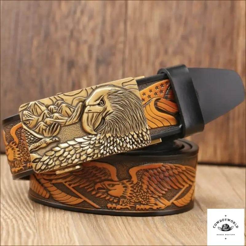 Ceinture Boucle Western Cuir - Cowboy World