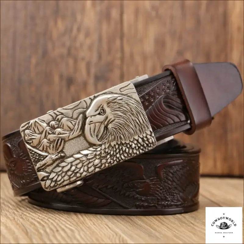 Ceinture Boucle Western Cuir - Cowboy World