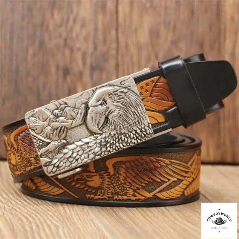 Ceinture Boucle Western Cuir - Cowboy World