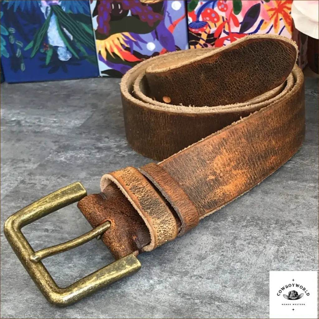 Ceinture Cuir Western Marron - Cowboy World