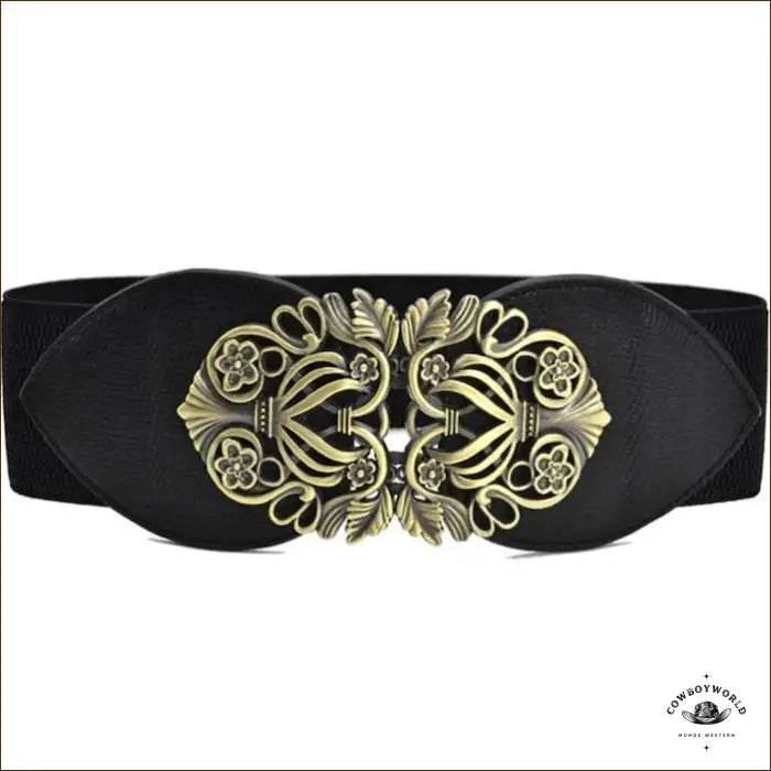 Ceinture Double Boucles Western Dorées - Cowboy World