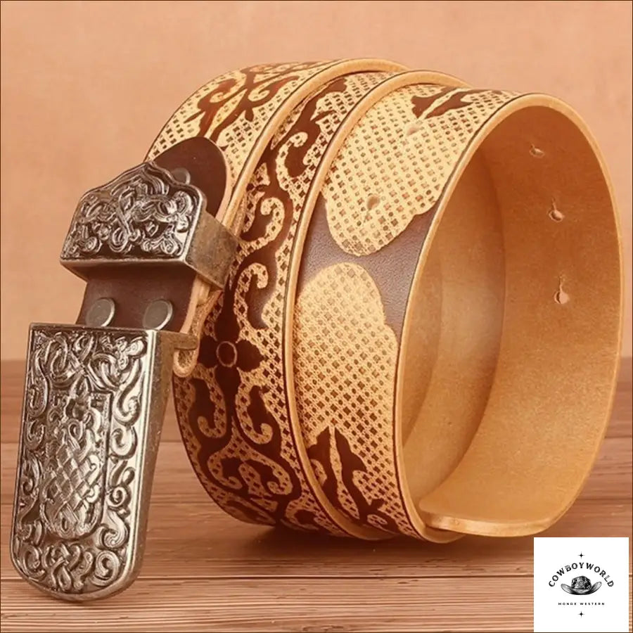 Ceinture en Cuir Brun Homme Style Western