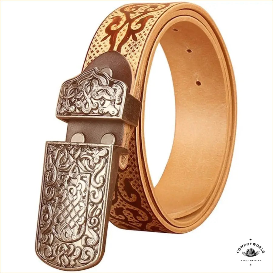 Ceinture en Cuir Brun Homme Style Western