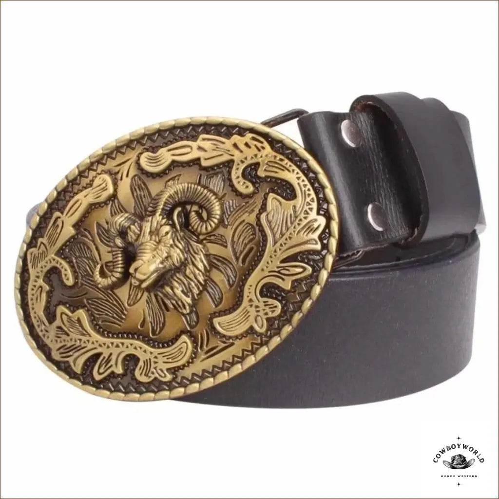 Ceinture en Cuir Motif Western - Cowboy World