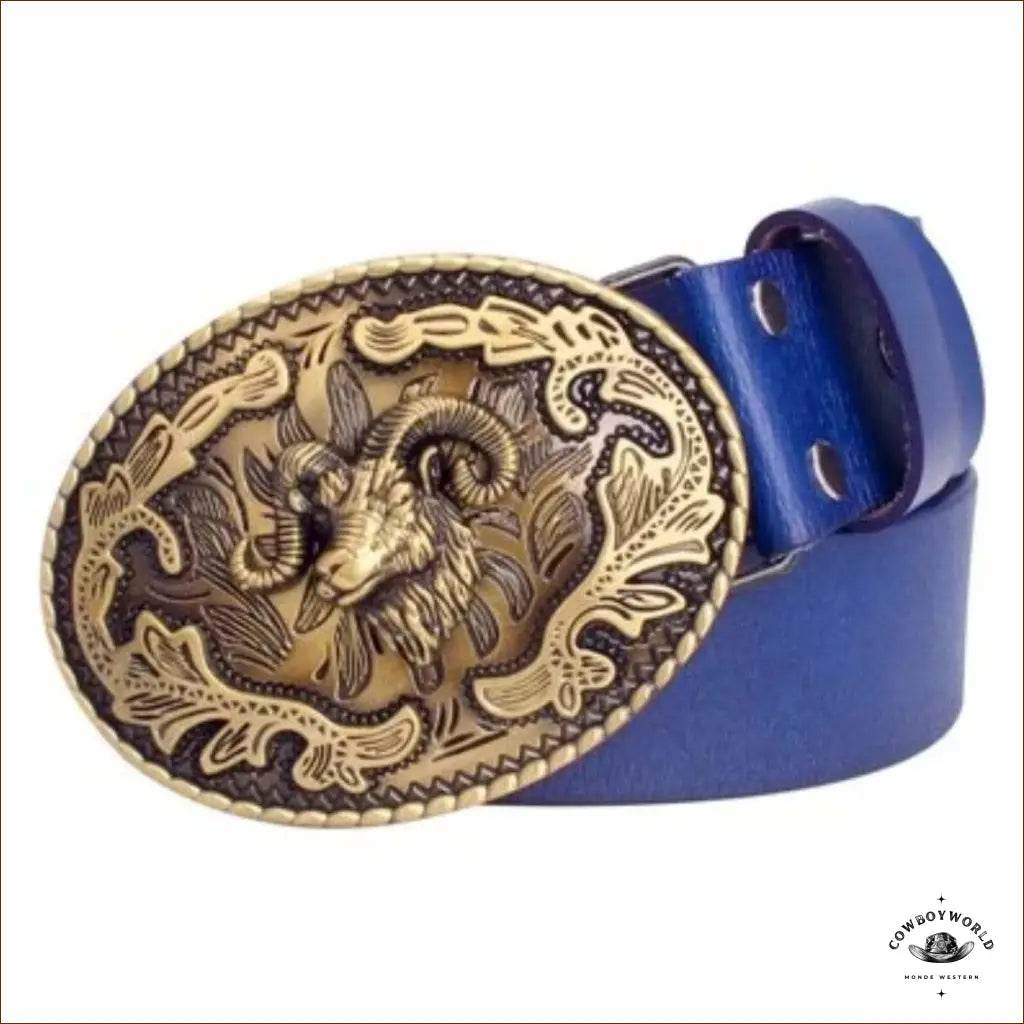 Ceinture en Cuir Motif Western - Cowboy World