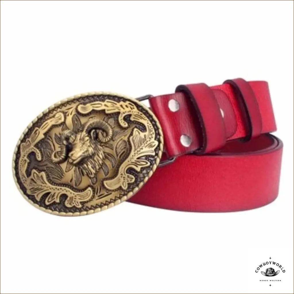 Ceinture en Cuir Motif Western - Cowboy World