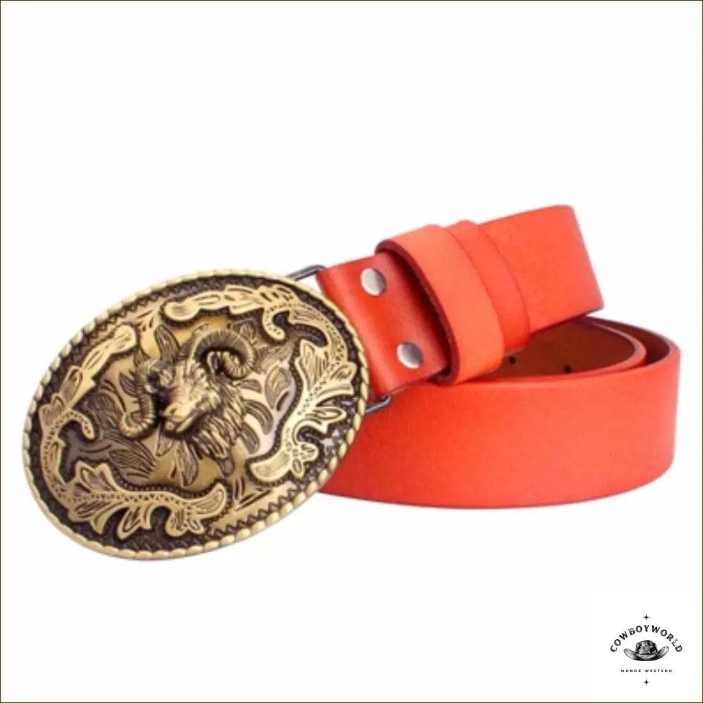 Ceinture en Cuir Motif Western - Cowboy World