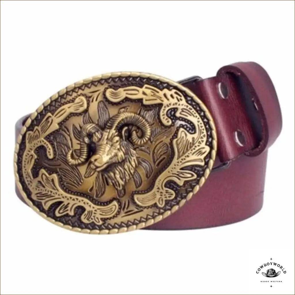 Ceinture en Cuir Motif Western - Cowboy World