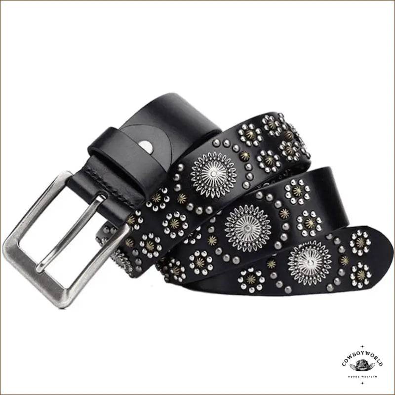 Ceinture Femme Cuir Noir Western - Cowboy World