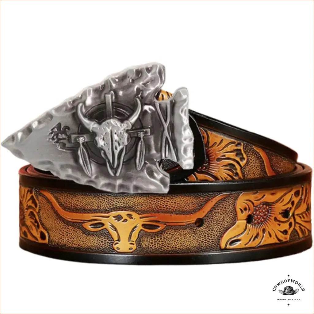 Ceinture Homme Western Cuir Repoussé - Cowboy World