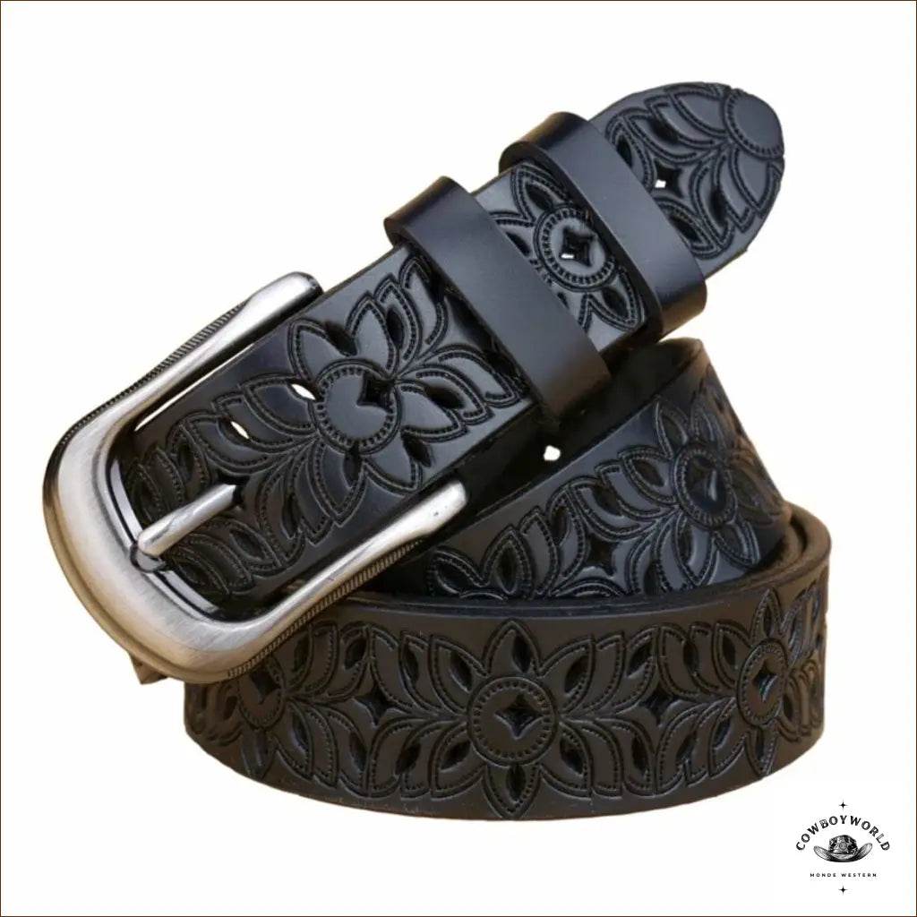 Ceinture Western Cuir Repoussé - Cowboy World
