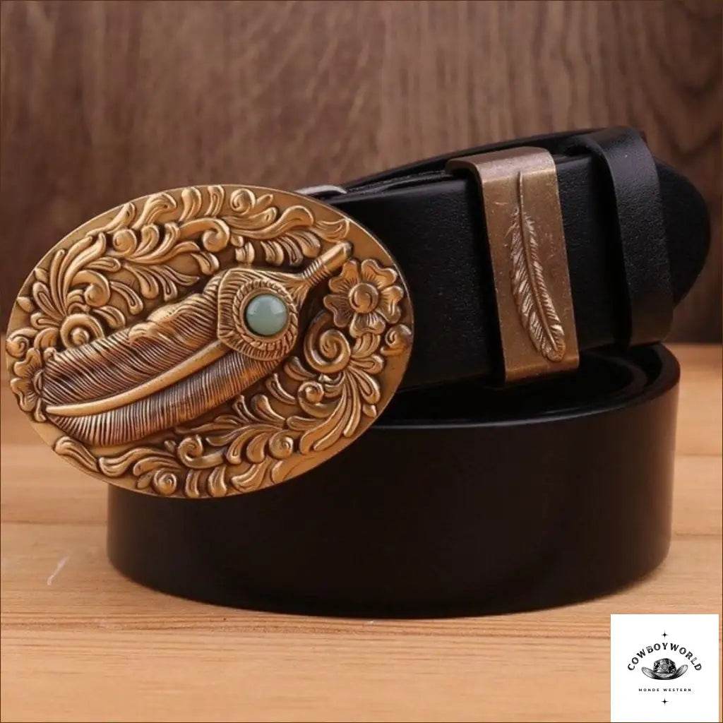 Ceinture Western Dorée en Cuir - Cowboy World