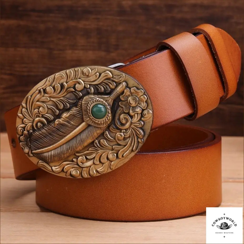 Ceinture Western Dorée en Cuir