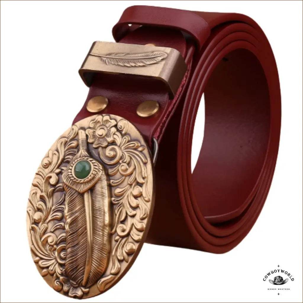 Ceinture Western Dorée en Cuir - Cowboy World