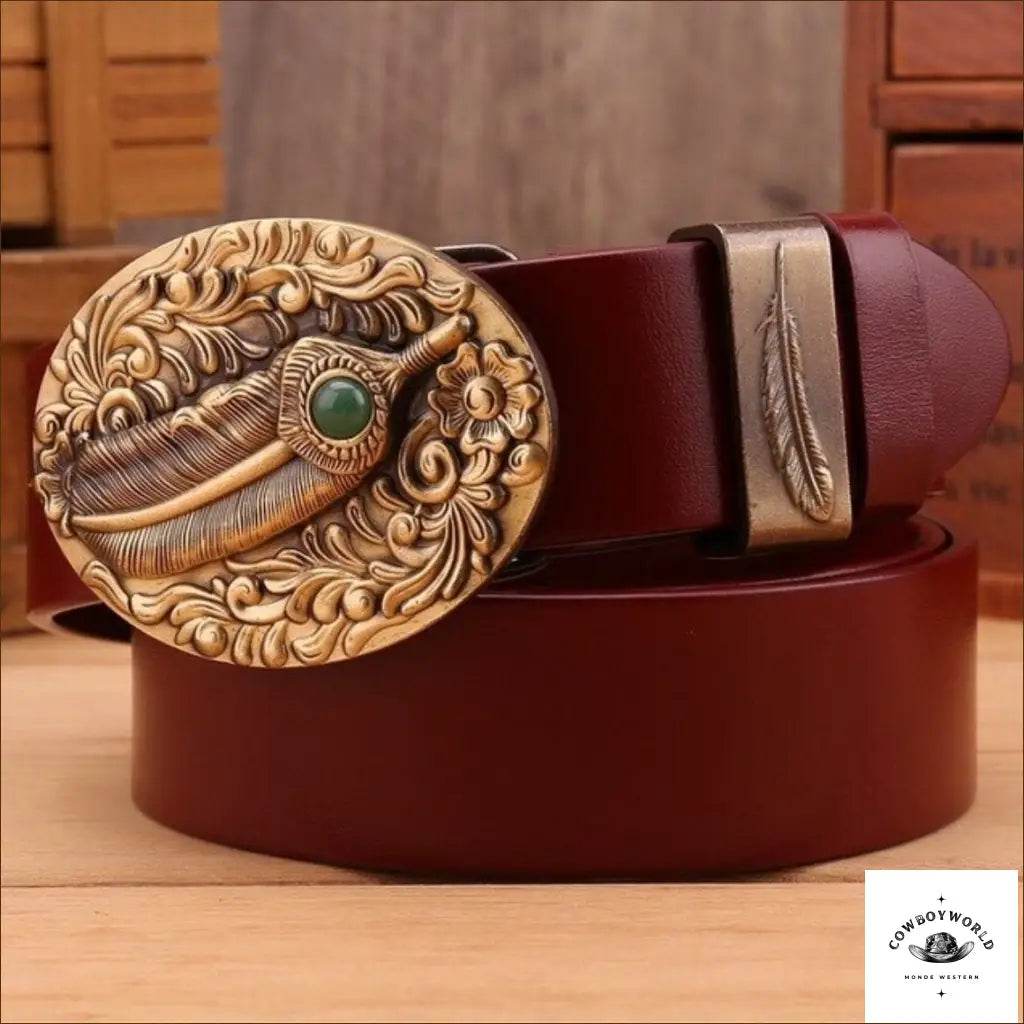 Ceinture Western Dorée en Cuir - Cowboy World