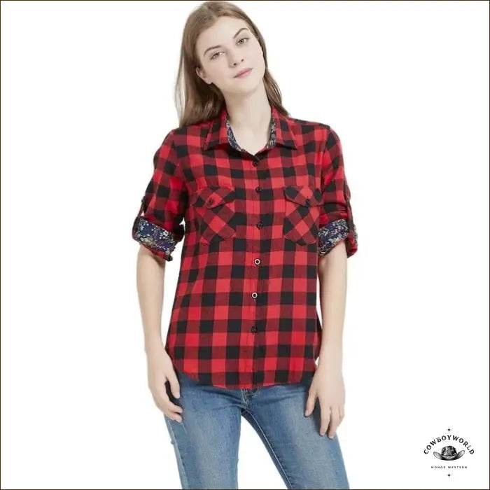 Chemise à Carreaux Femme Country Rouge - Cowboy World