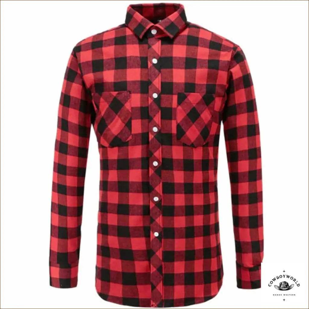 Chemise Country Homme Rouge et Noire - Cowboy World