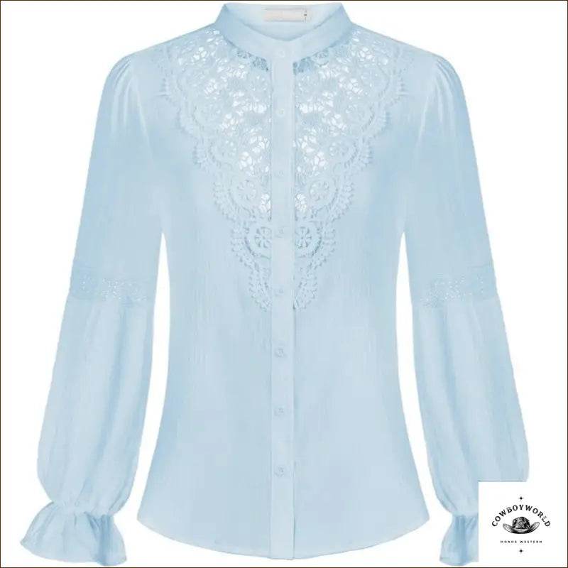 Chemise Femme Sans Col Style Cowboy - Cowboy World