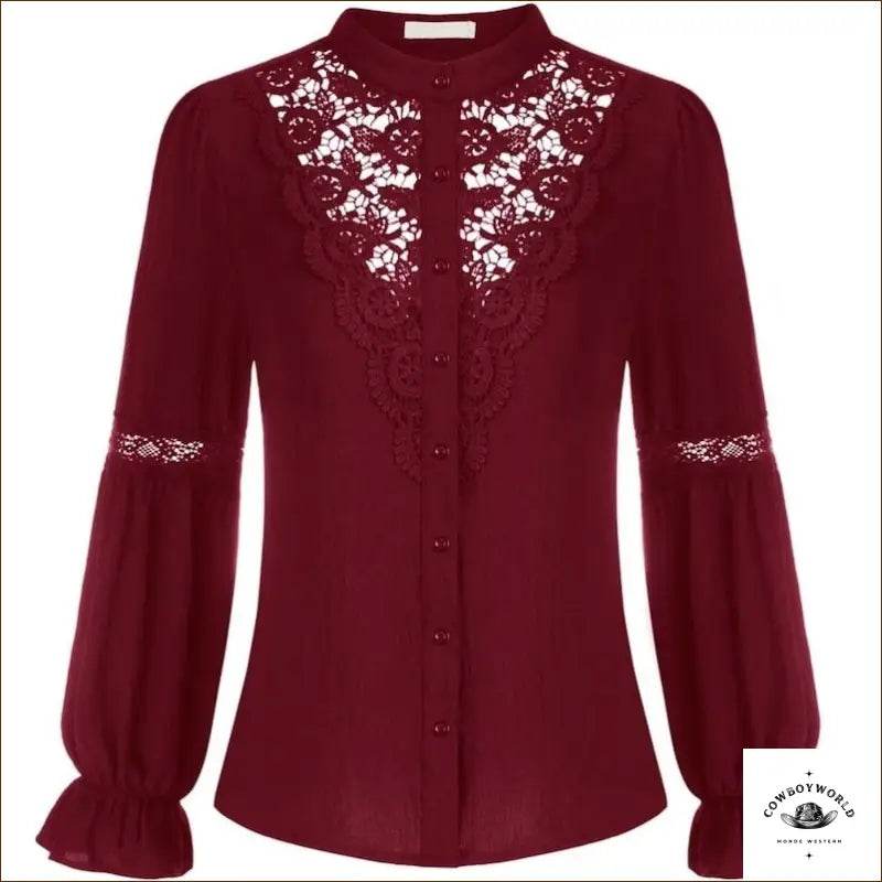 Chemise Femme Sans Col Style Cowboy - Cowboy World