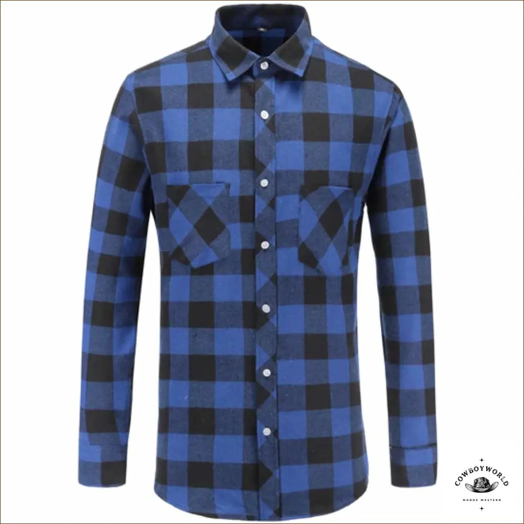 Chemise Style Western Carreaux Bleus